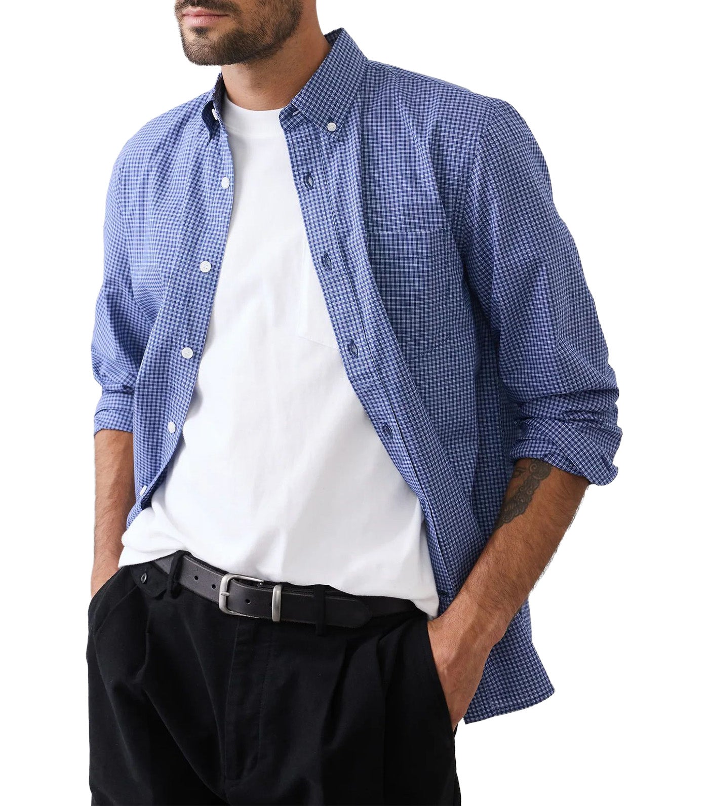 Banana Republic Slim-Fit Softwash Cotton Shirt Blue Plaid