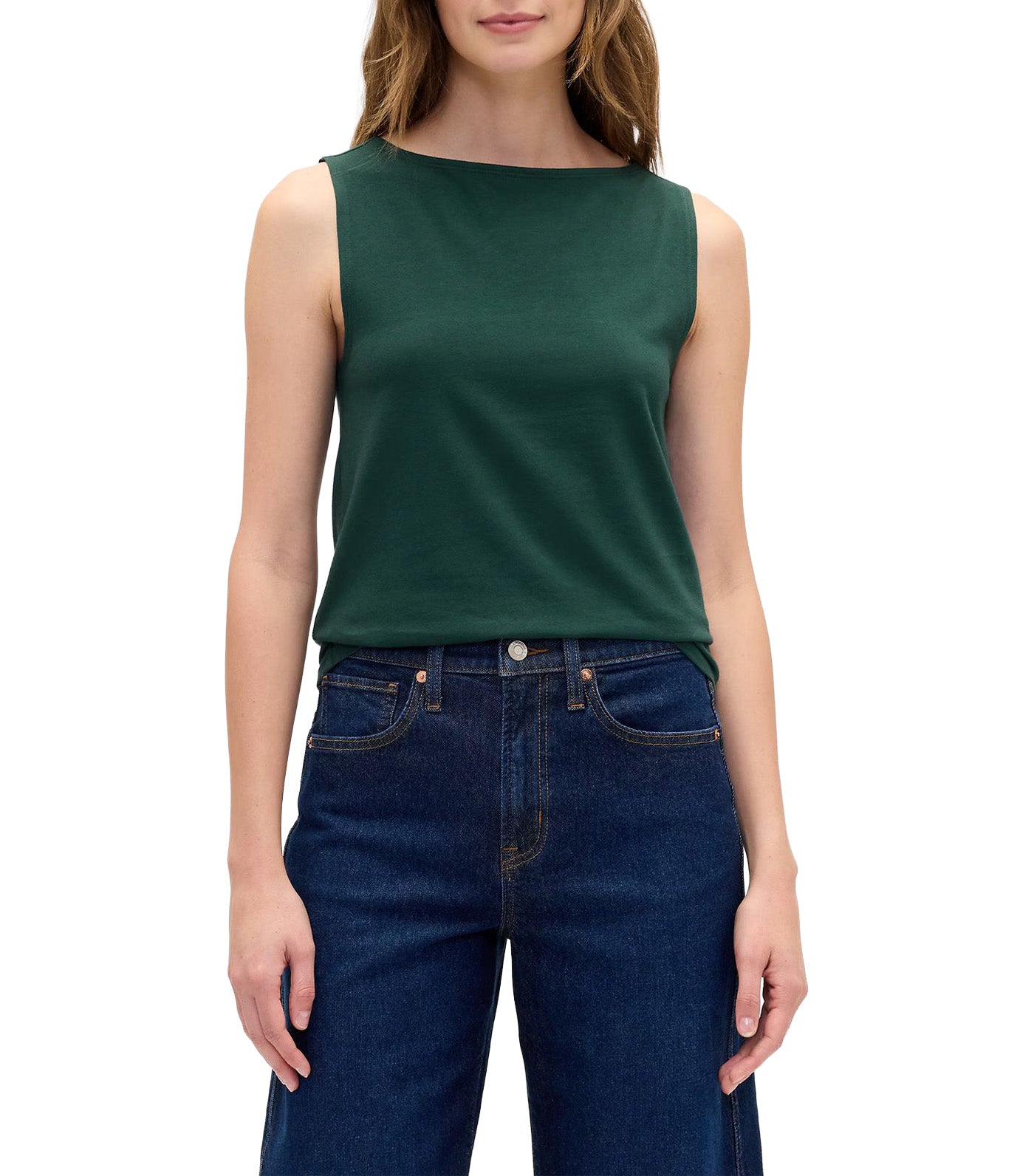 Ribbed Boatneck Tank Top