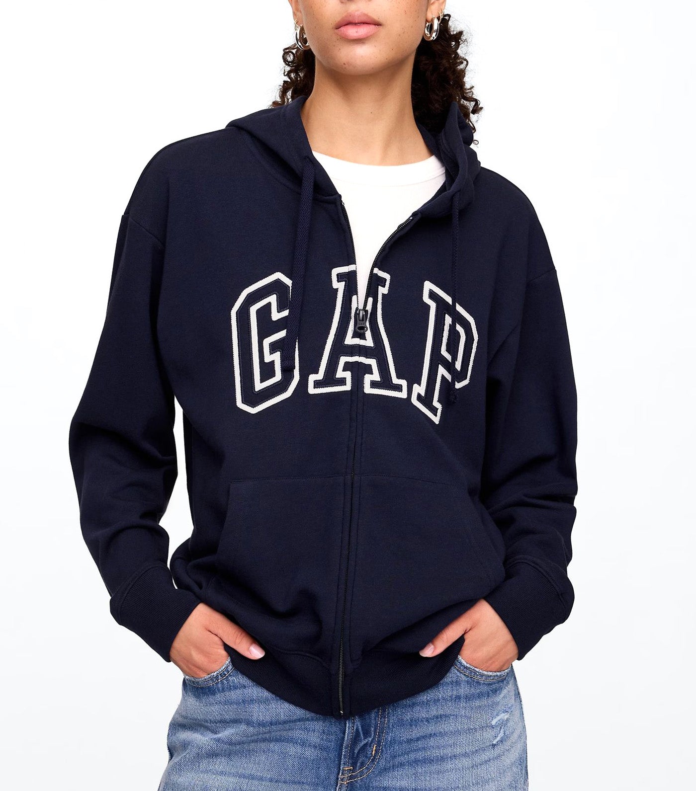 Women's Relaxed Gap Logo Zip Hoodie