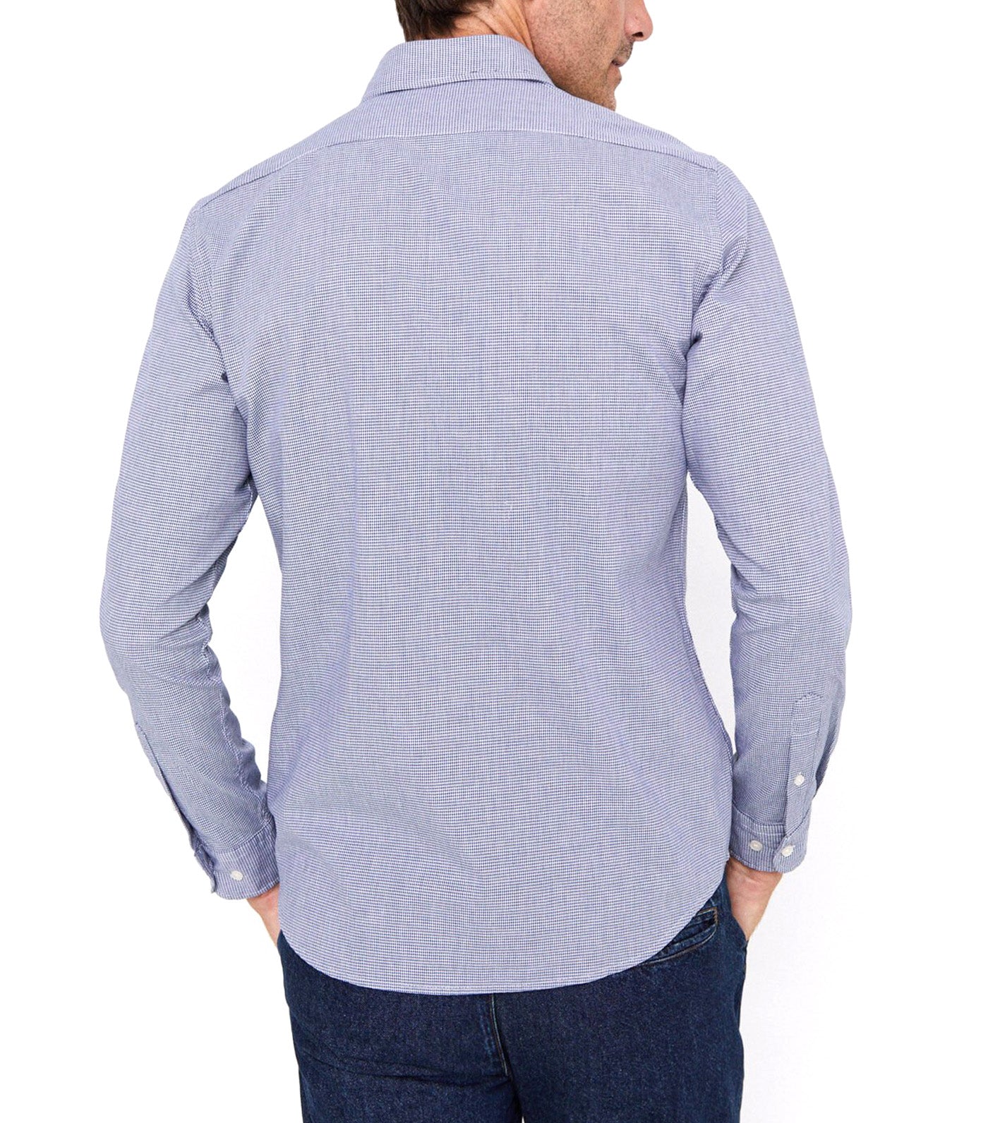 Cotton Houndstooth Shirt Medium Blue