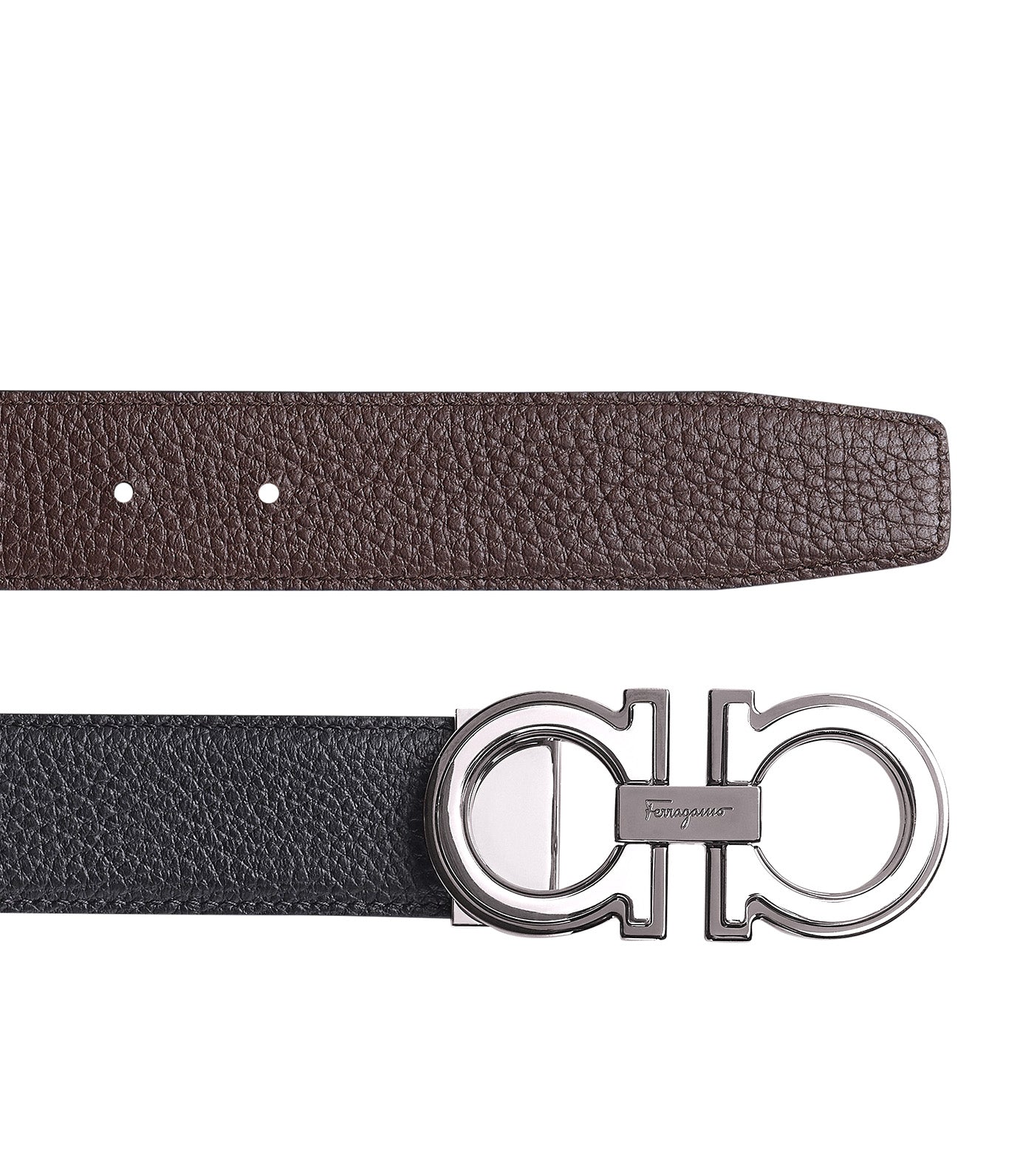 Reversible and Adjustable Gancini Belt Black/Brown