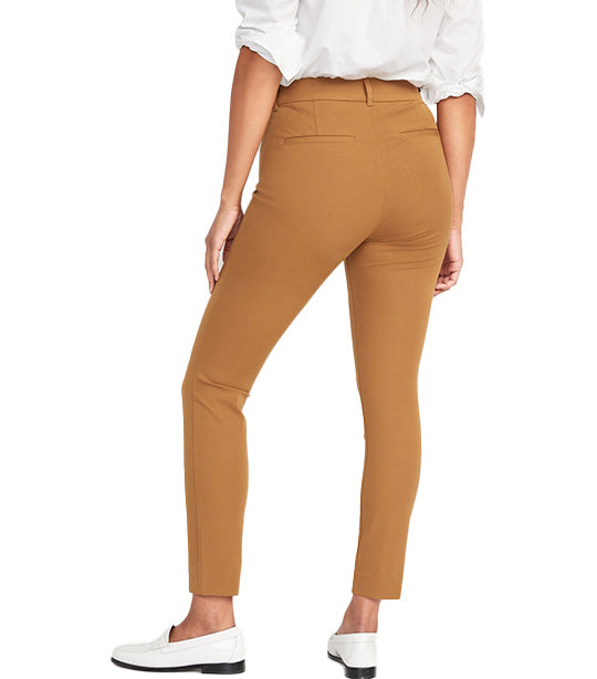 High-Waisted Never-Fade Pixie Skinny Ankle Pants for Women Bourbon