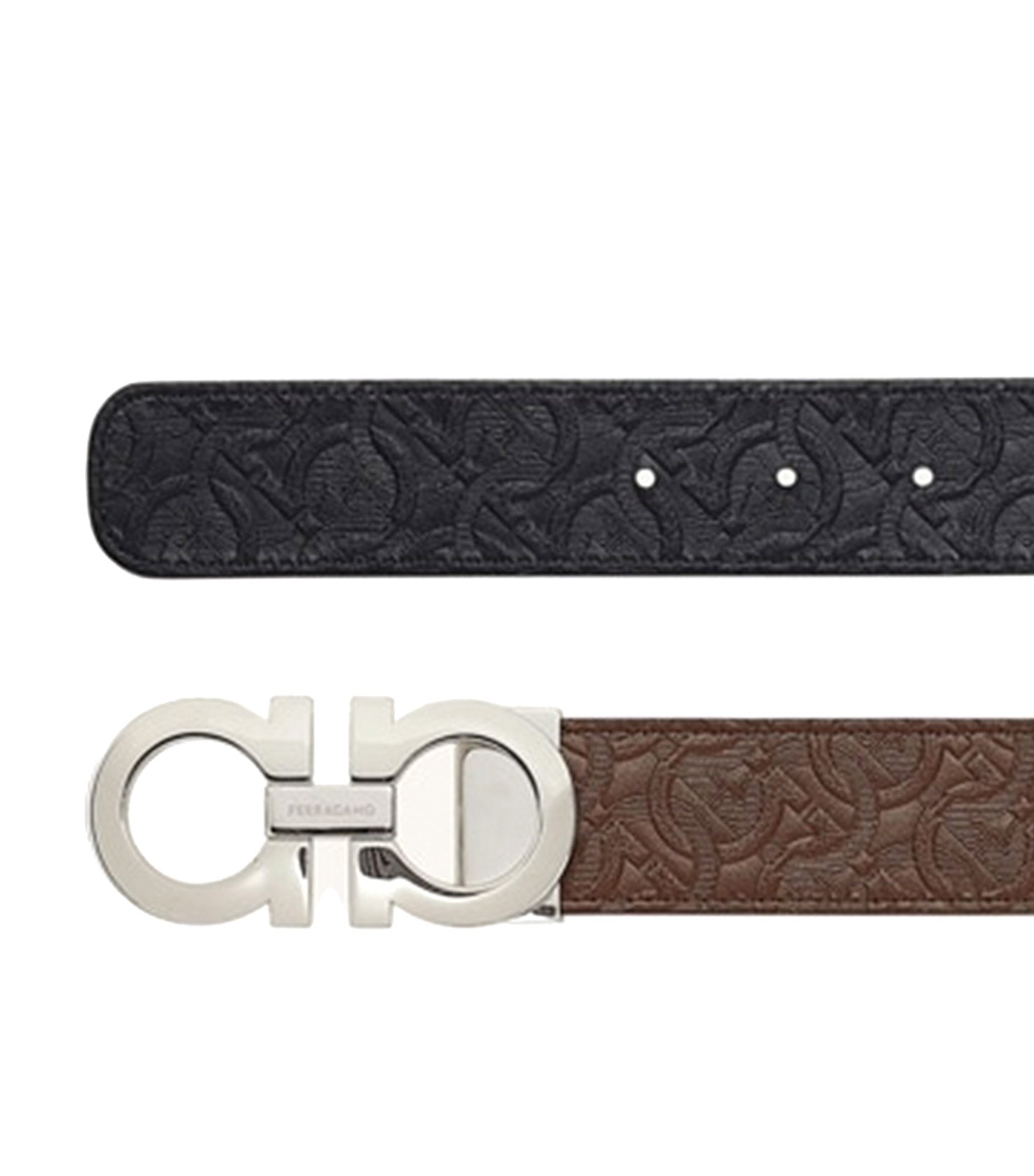 Ferragamo Reversible and Adjustable Gancini Belt Tobacco