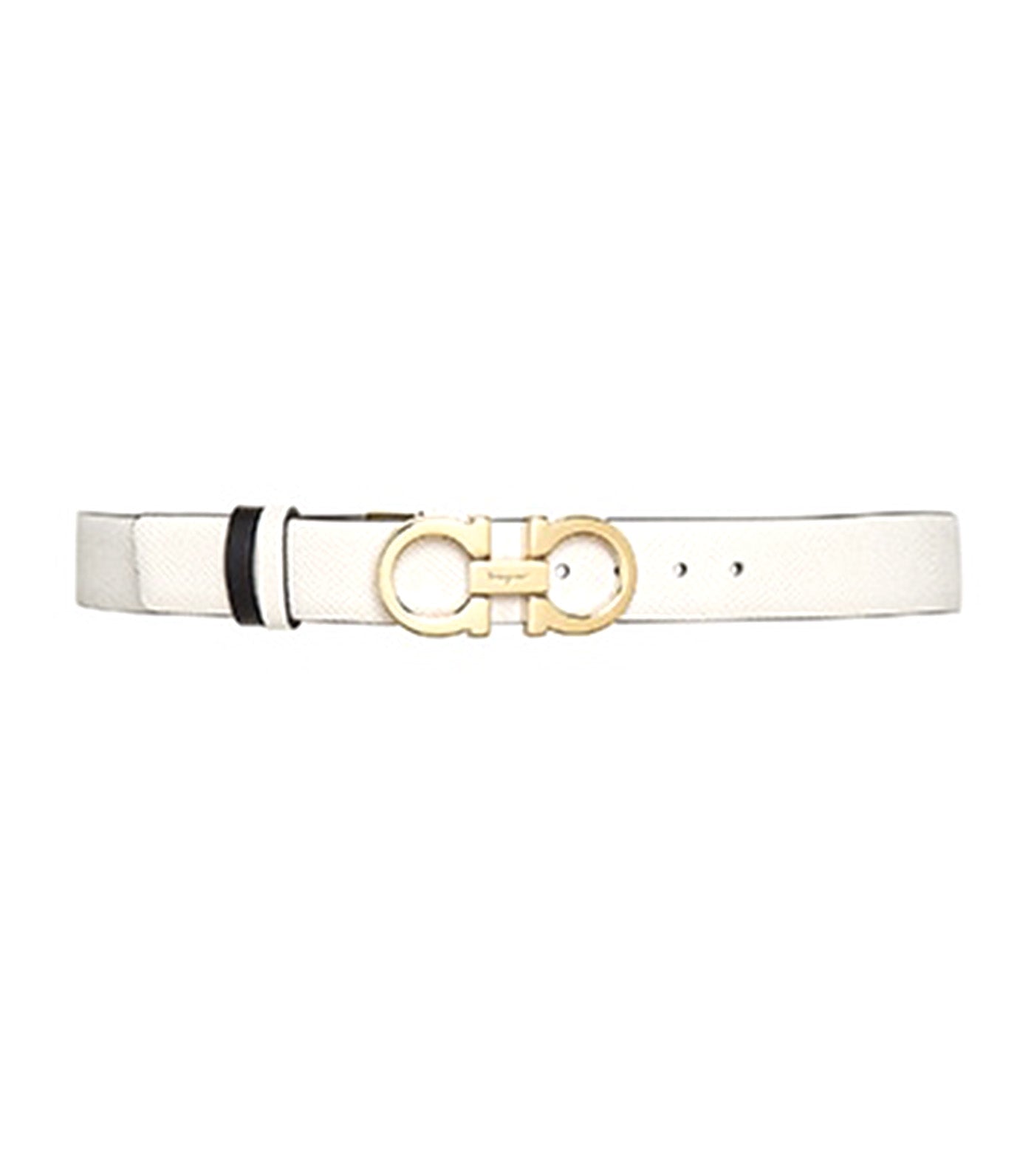 Reversible and Adjustable Gancini Belt Bone/Black