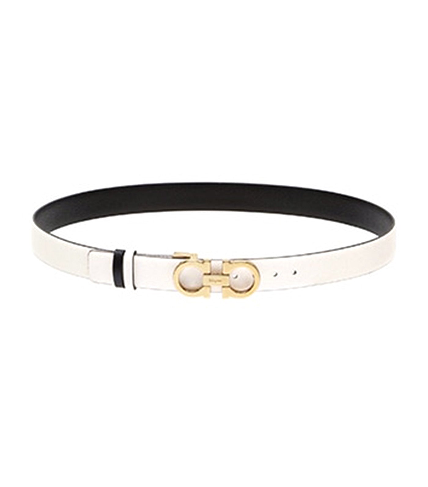 Reversible and Adjustable Gancini Belt Bone/Black