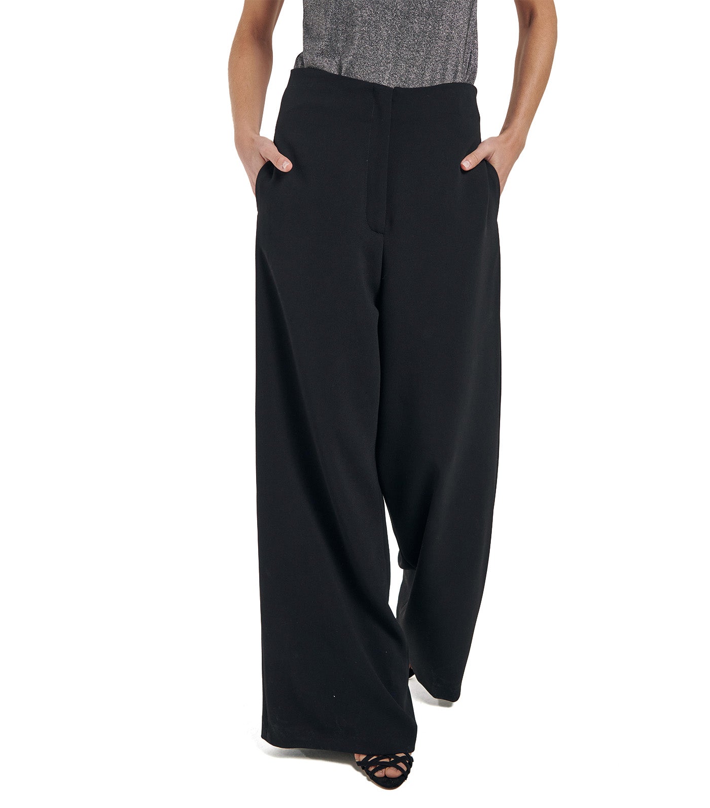 Wide-Leg Trousers Black