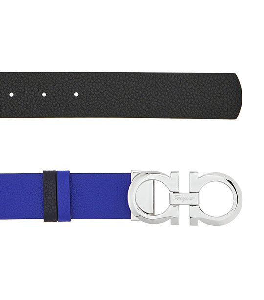 Reversible and Adjustable Gancini Belt Blue