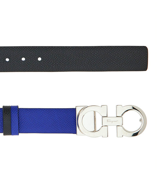 Reversible and Adjustable Gancini Belt Blue