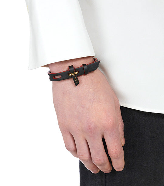 Bracelet With Eyelet Leather Black