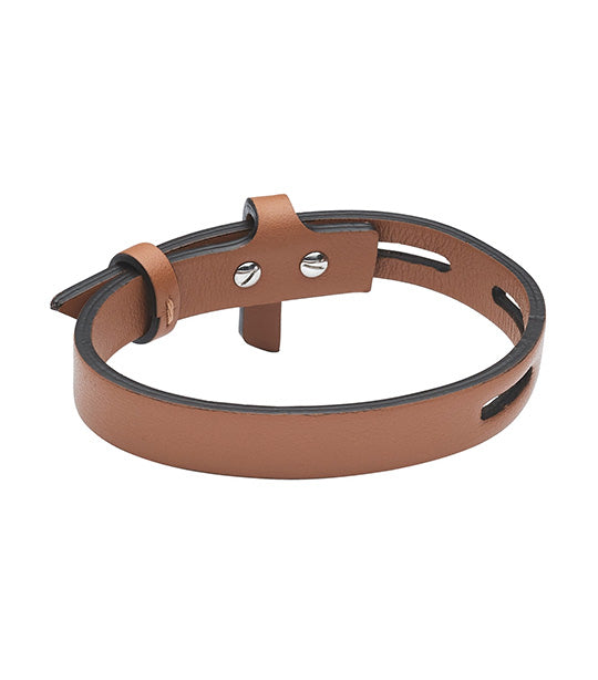 Bracelet With Eyelet Leather Brown