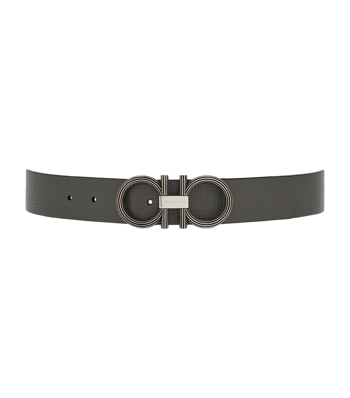 Reversible And Adjustable Gancini Belt Gray/Black