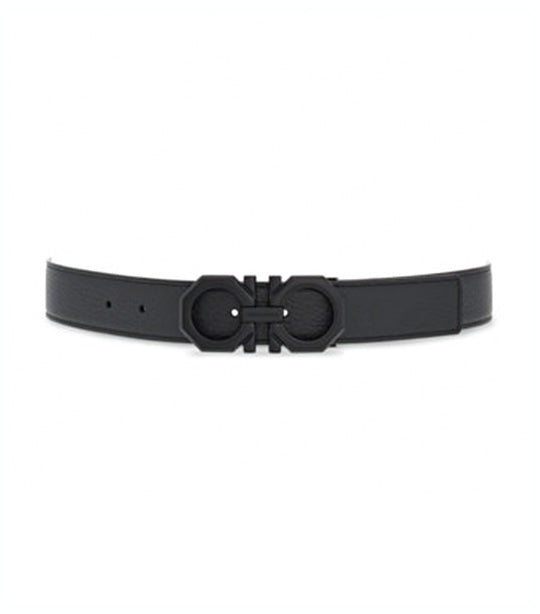 Ferragamo Reversible And Adjustable Gancini Belt Black/Dark Grey
