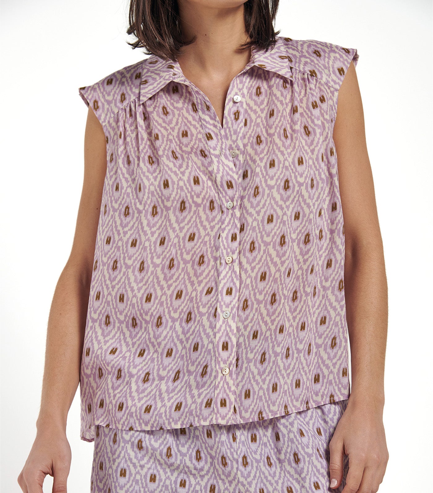 Printed Sleeveless Shirt Purple/Lilac