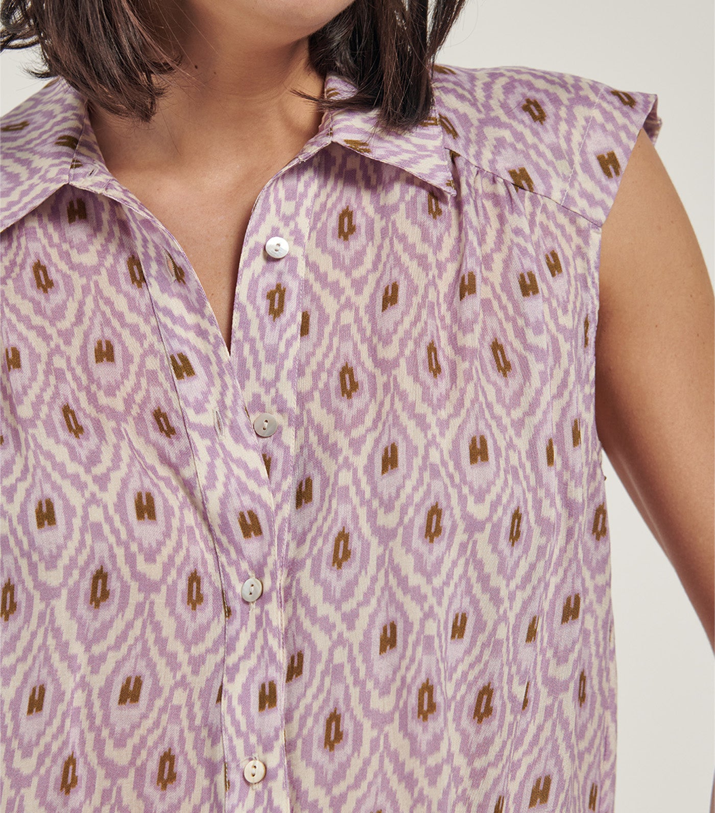 Printed Sleeveless Shirt Purple/Lilac