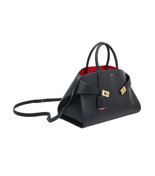 Hug Handbag (M) Calfskin Black/Flame Red