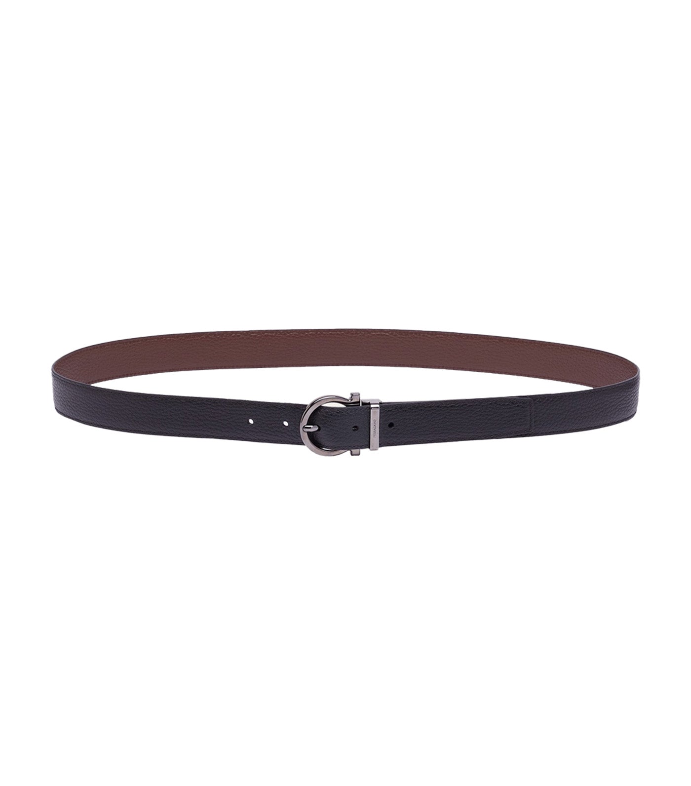 Reversible and Adjustable Gancini Belt Black/Cocoa