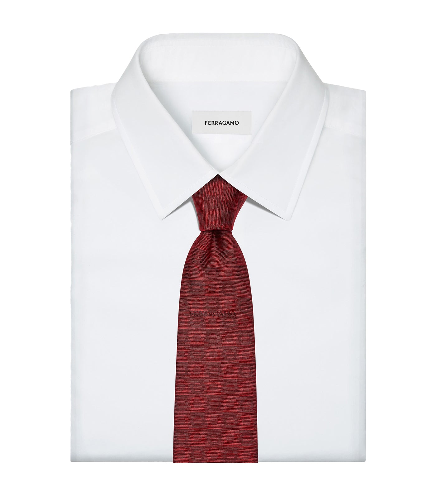 Gancini Silk Jacquard Tie Red