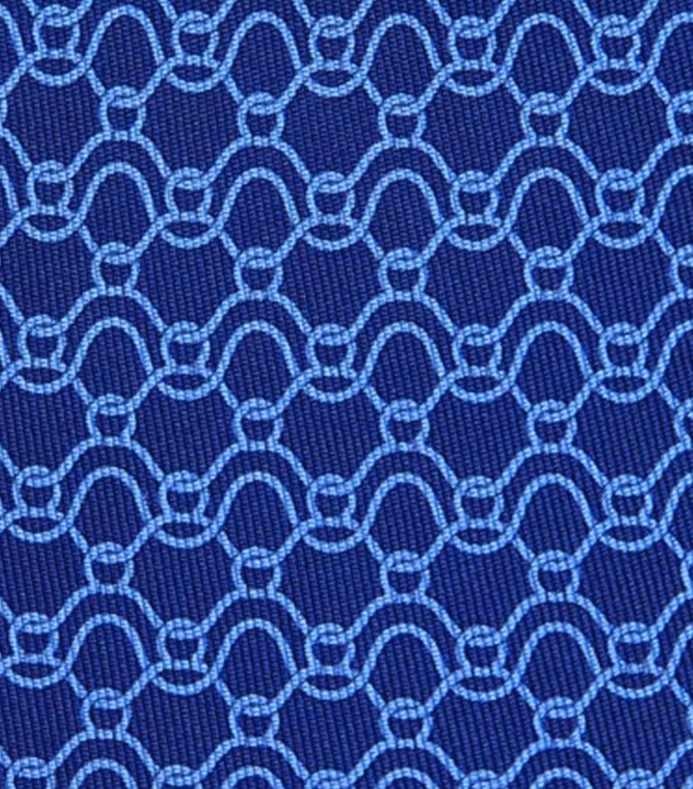 Wave Print Tie Navy Blue/Light Blue