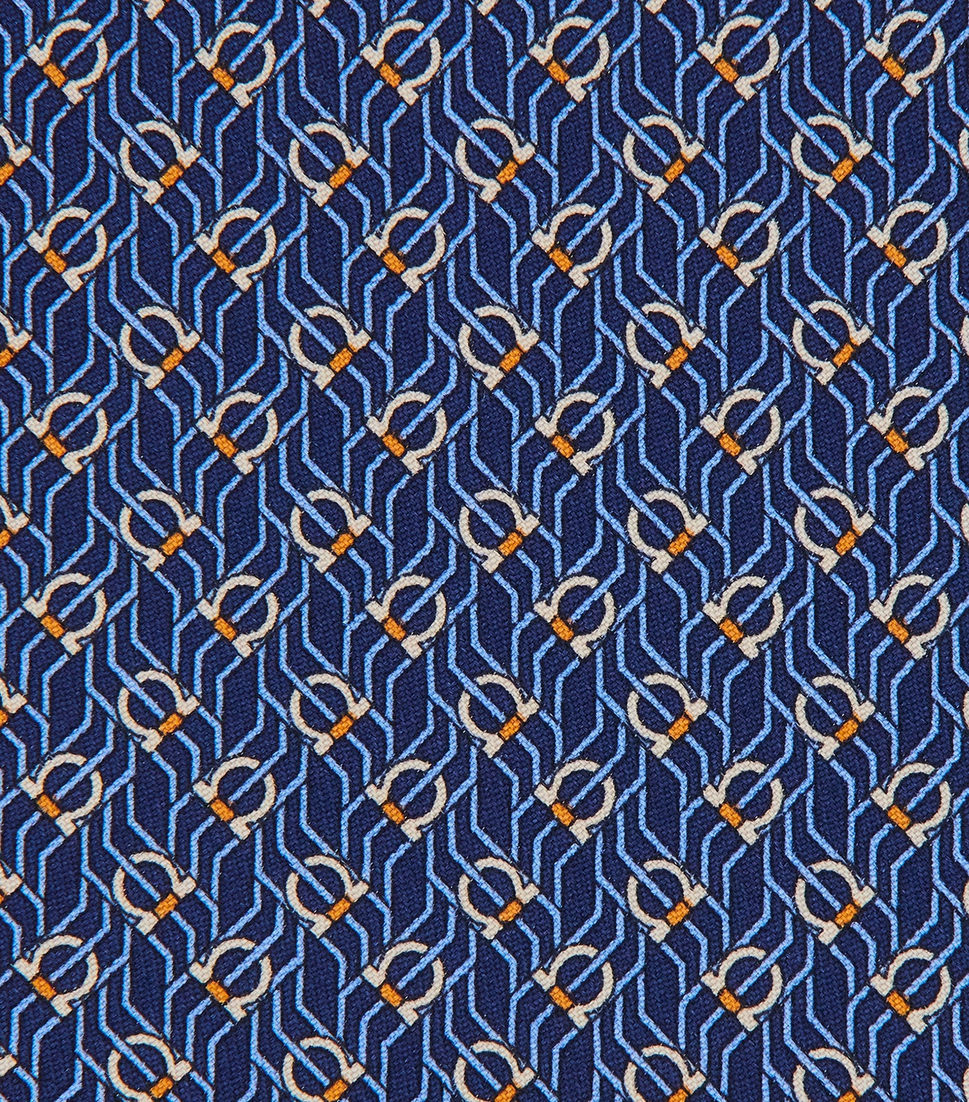 Tetris Print Silk Tie Navy Blue