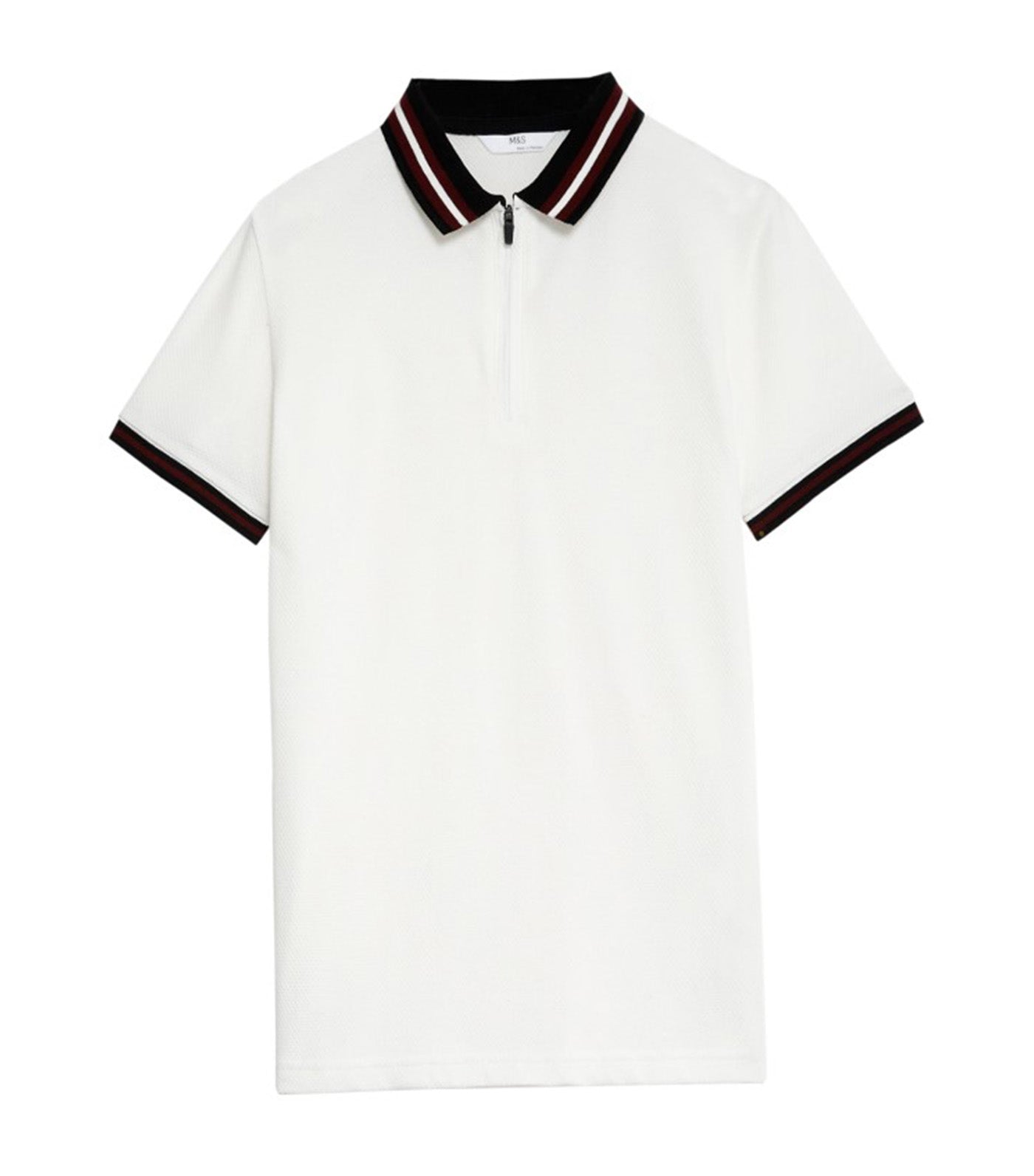 Cotton Rich Half Zip Polo Shirt White