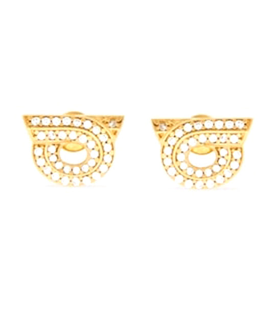 Gancini Earrings with Rhinestones Gold
