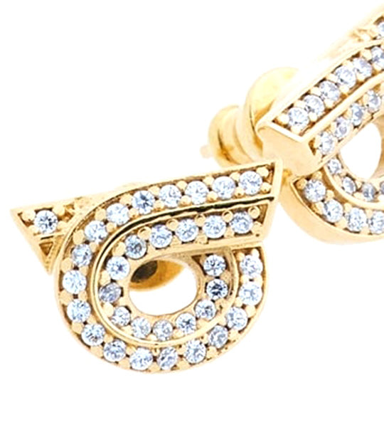 Gancini Earrings with Rhinestones Gold
