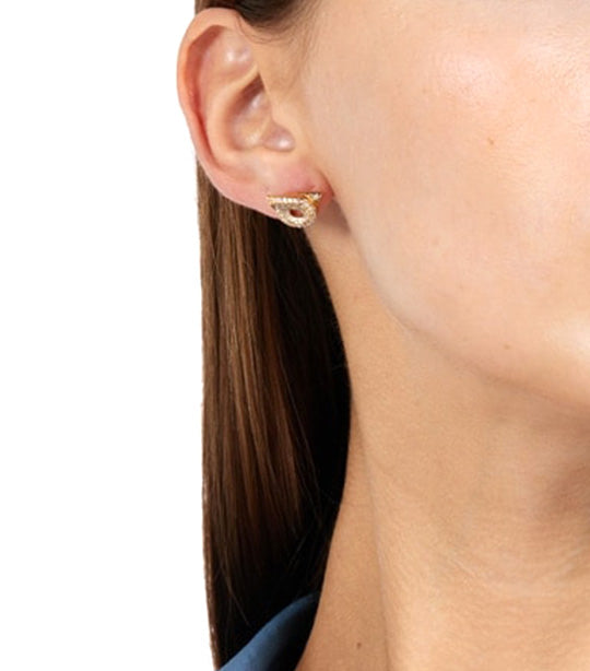 Ferragamo Gancini Earrings with Rhinestones Gold | Rustan's