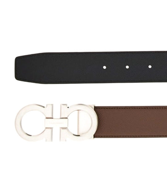 Reversible and Adjustable Gancini Belt Clay/Black