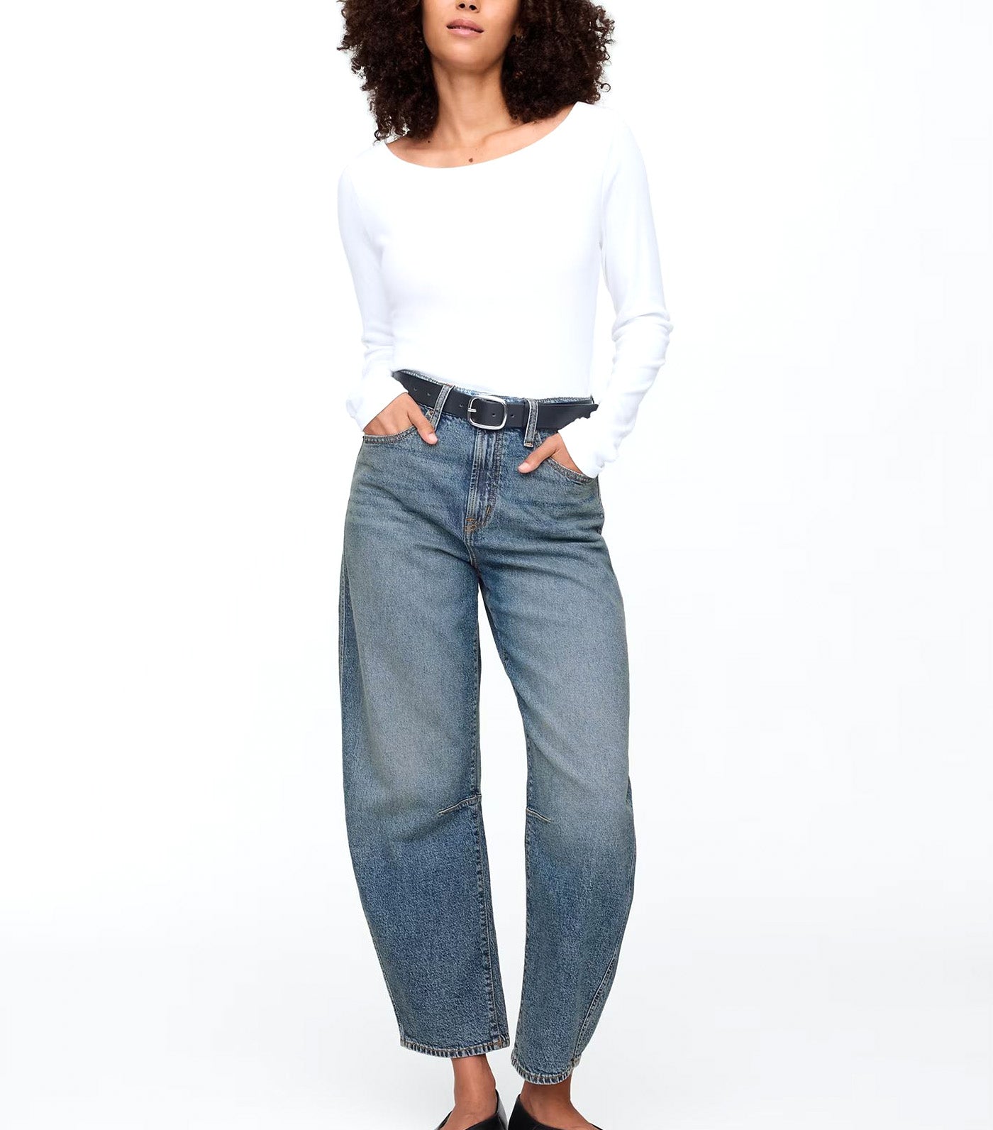 High Rise Barrel Jeans Medium Indigo 15