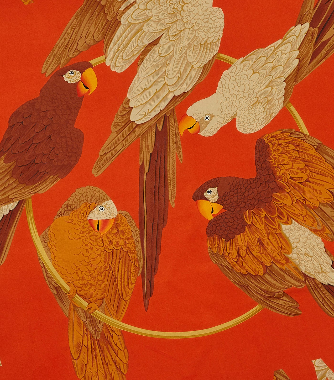 Parrot Print Silk Foulard Orange