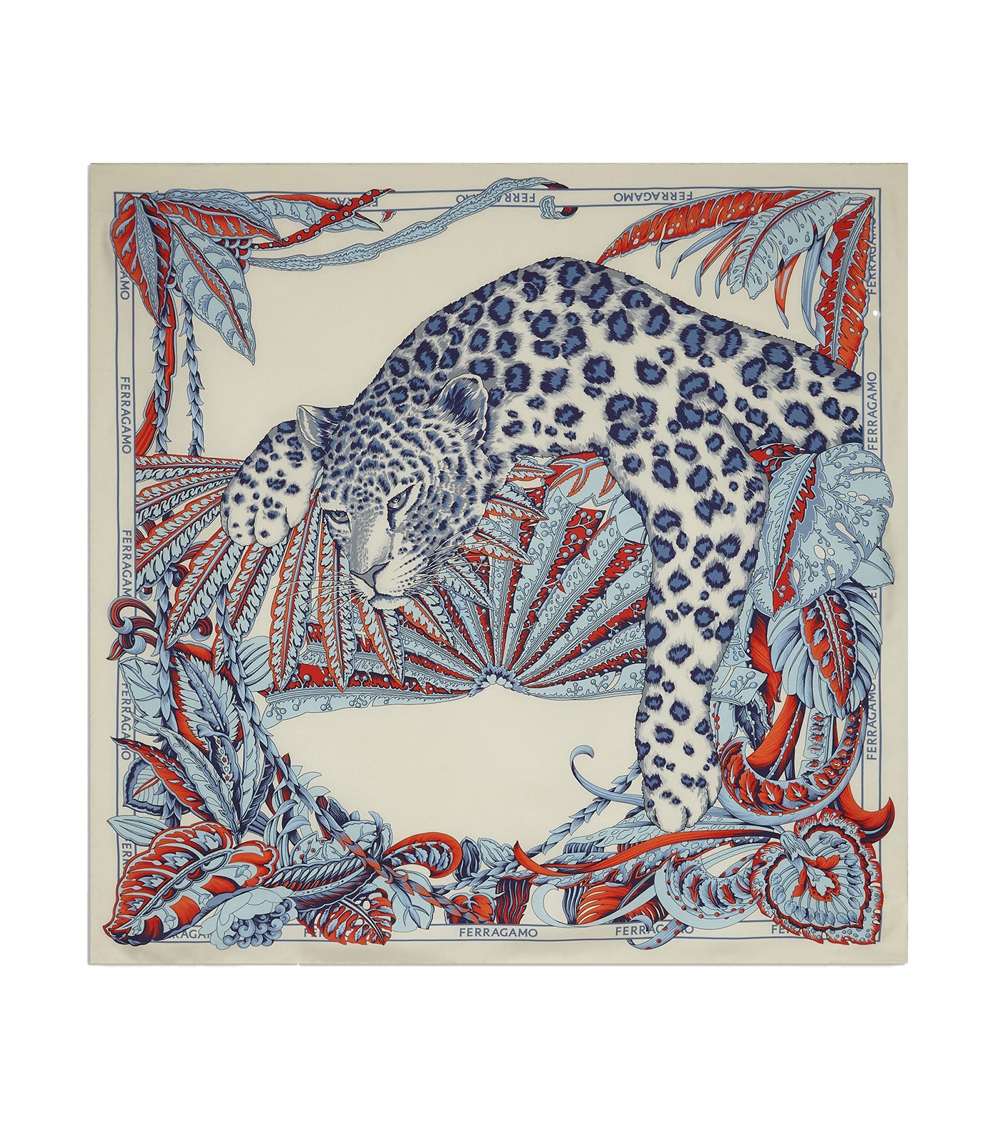 Togo Print Silk Foulard Ivory/Red