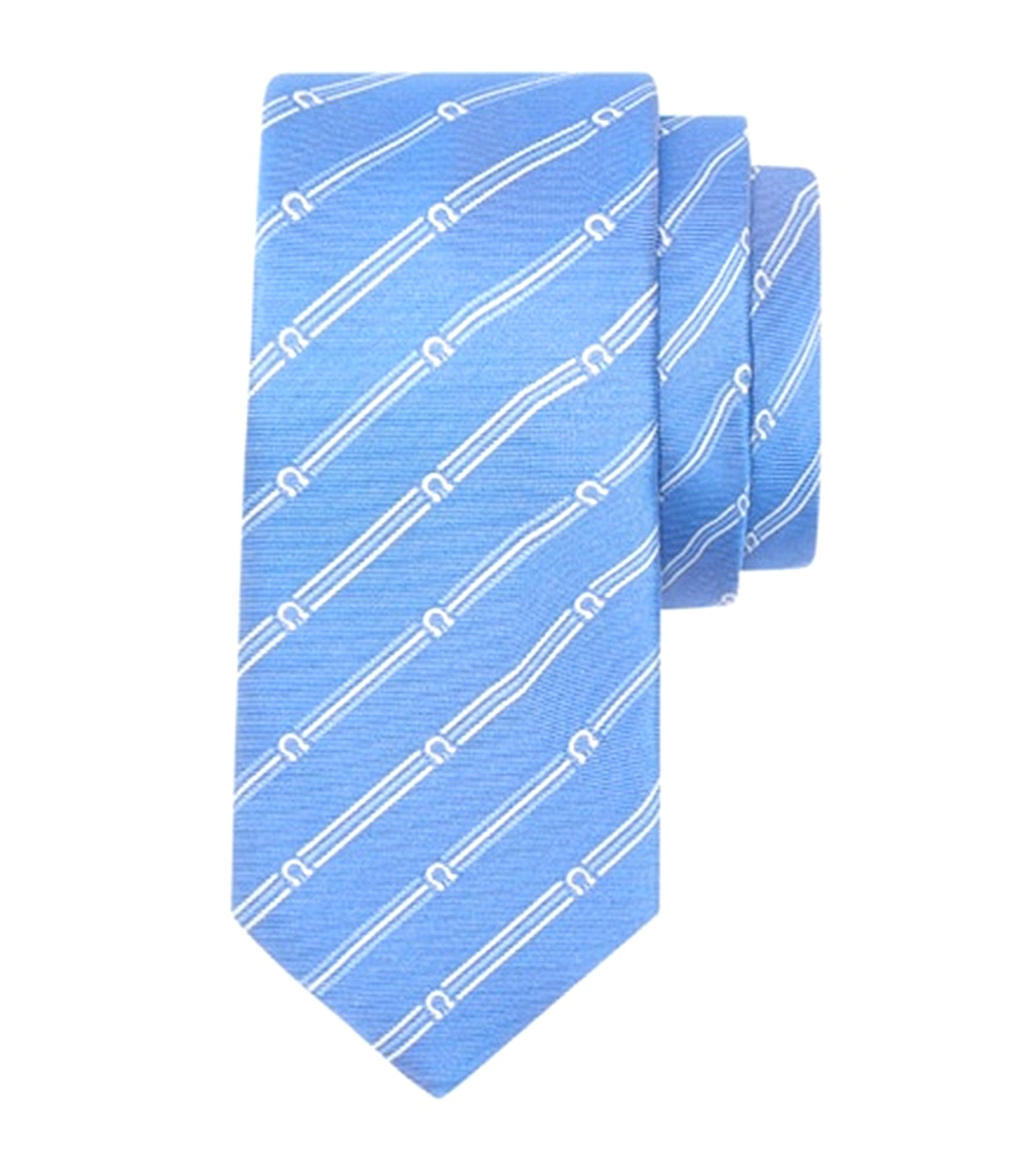 Gancini Print Silk Tie Light Blue