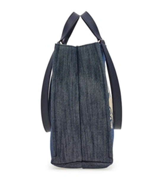 Tote Bag With Logo M Denim and Calf Denim/Natural