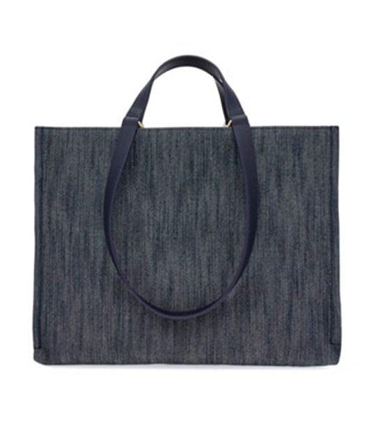 Tote Bag With Logo M Denim and Calf Denim/Natural