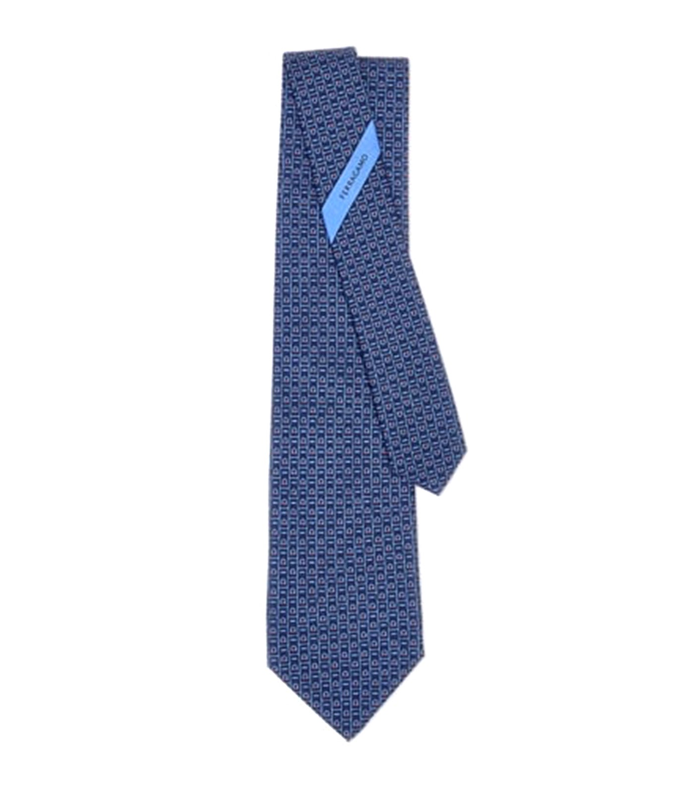 Monogram Print Tie Navy Blue/Red