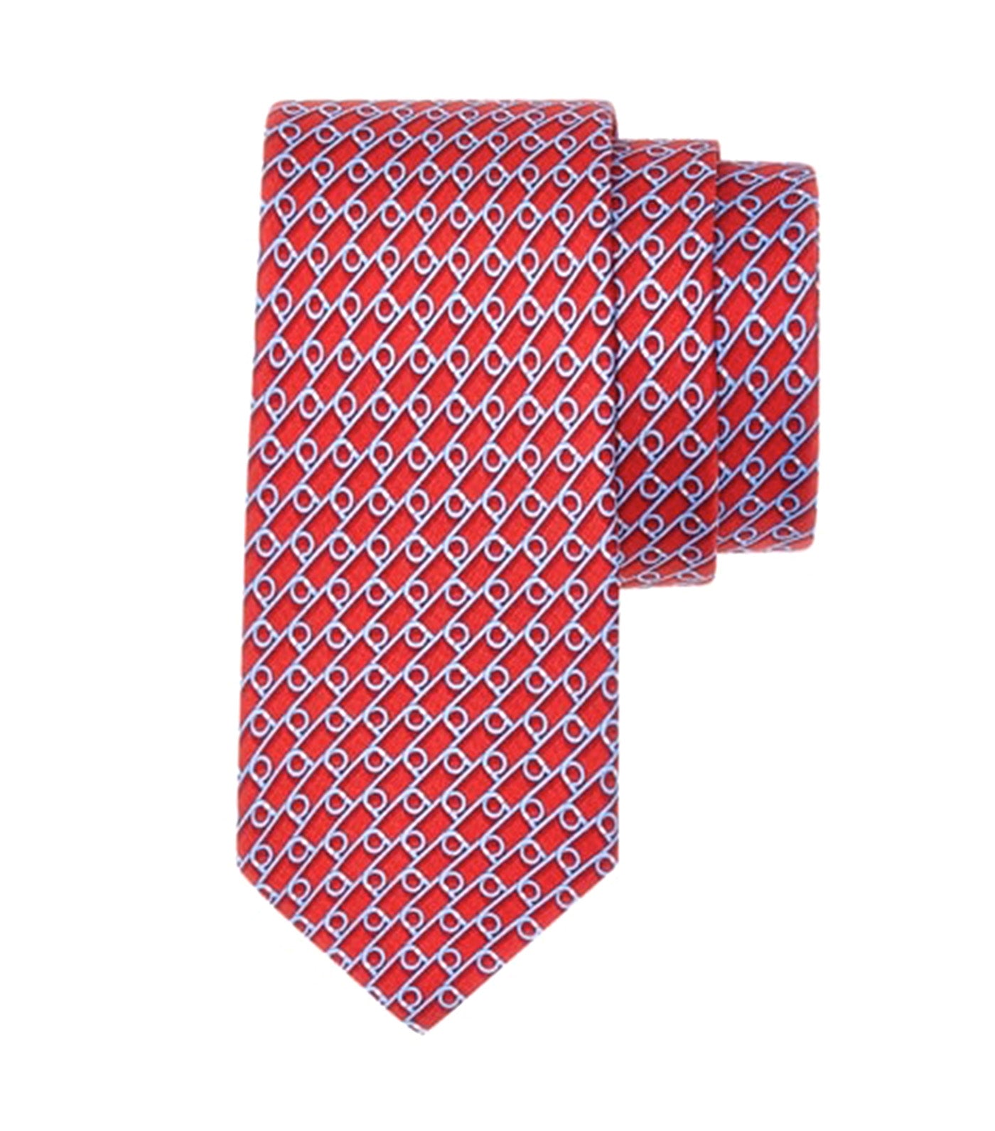 Gancini Print Silk Tie Red