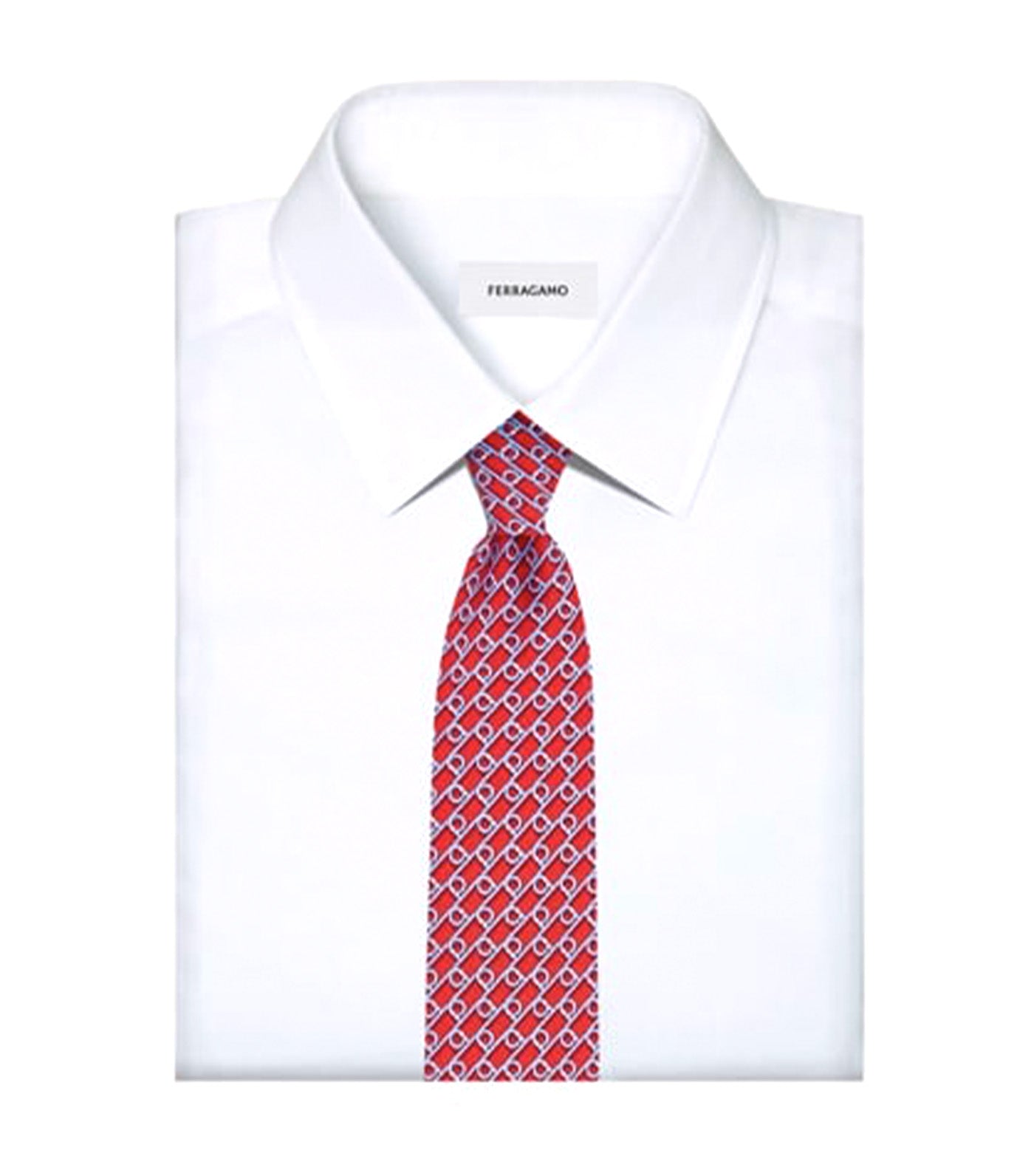 Gancini Print Silk Tie Red