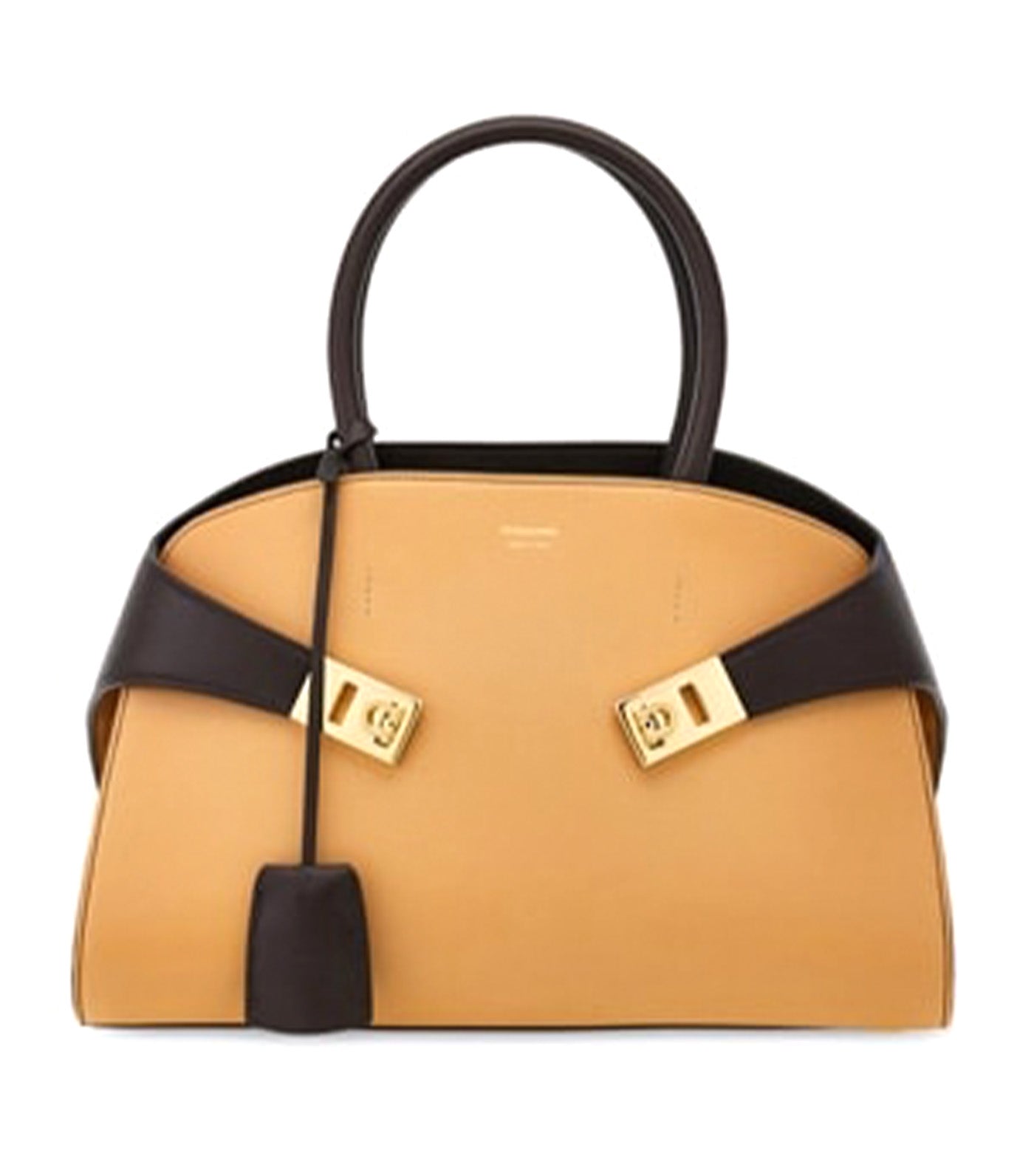 Hug Bicolor Handbag (S) Light Camel/Testa di Moro