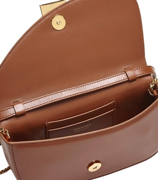 Fiamma Shoulder Bag Palmellato Calfskin Cognac