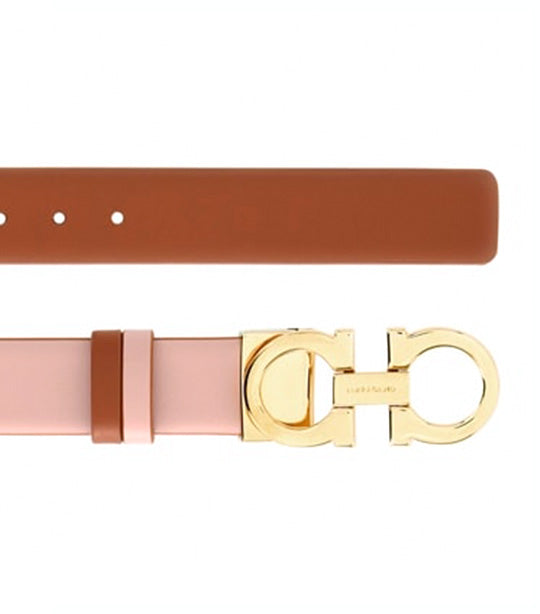 Ferragamo Reversible And Adjustable Gancini Belt Pink Cognac Rustan s