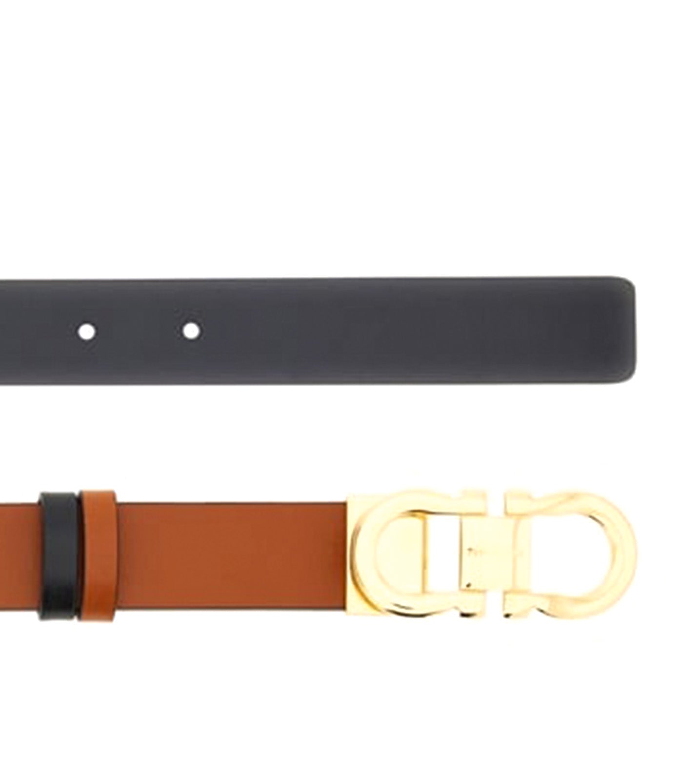 Gancini Adjustable and Reversible Belt Cognac/Black