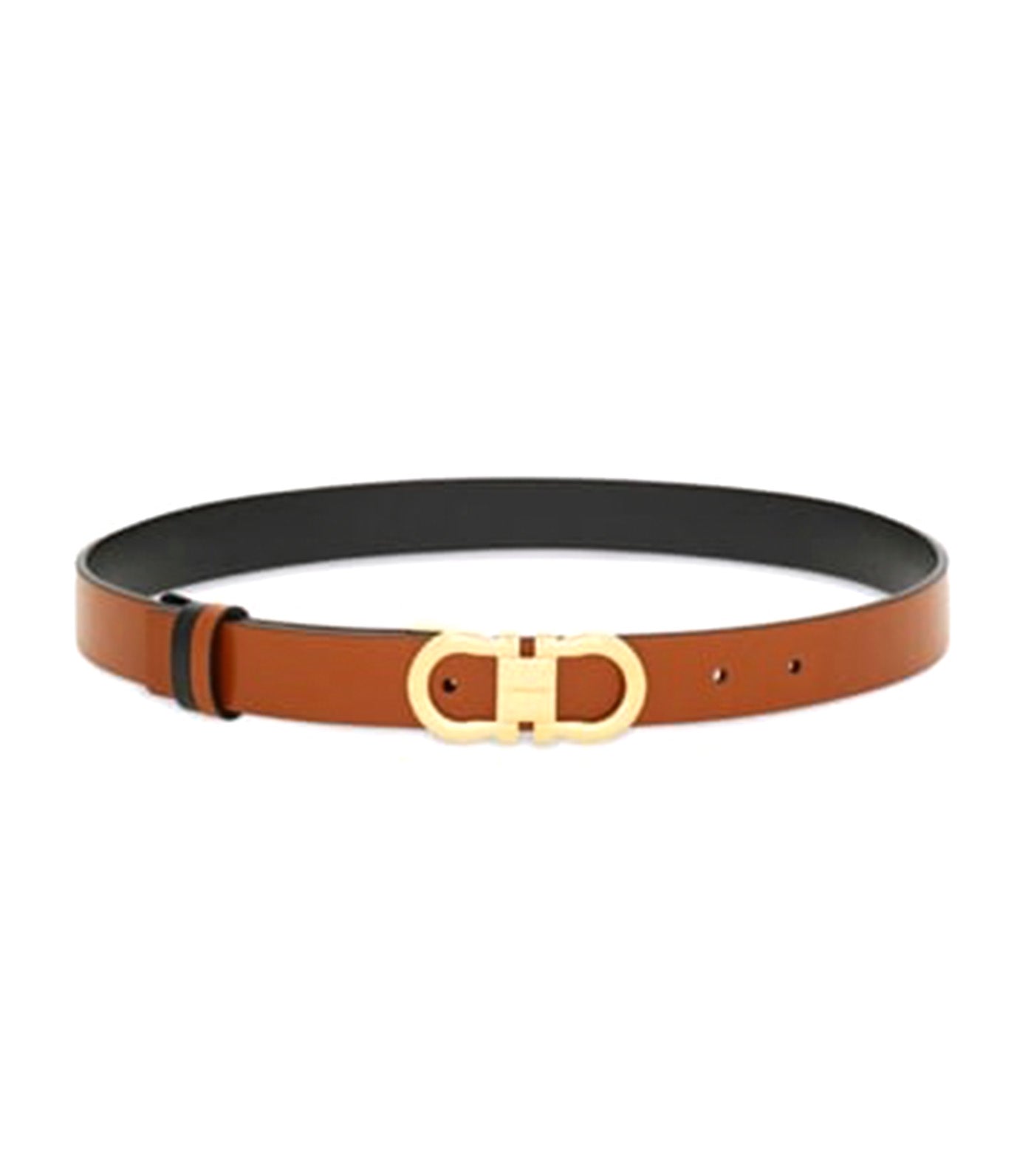 Gancini Adjustable and Reversible Belt Cognac/Black