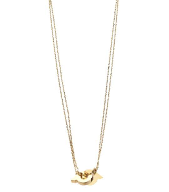Double Gancini Pendant Necklace with Crystals Gold