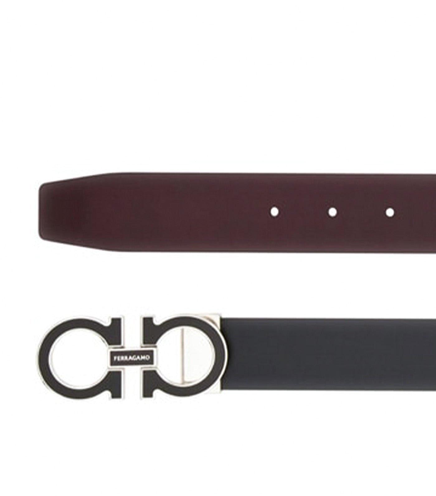 Reversible and Adjustable Gancini Belt Black/Dark Barolo