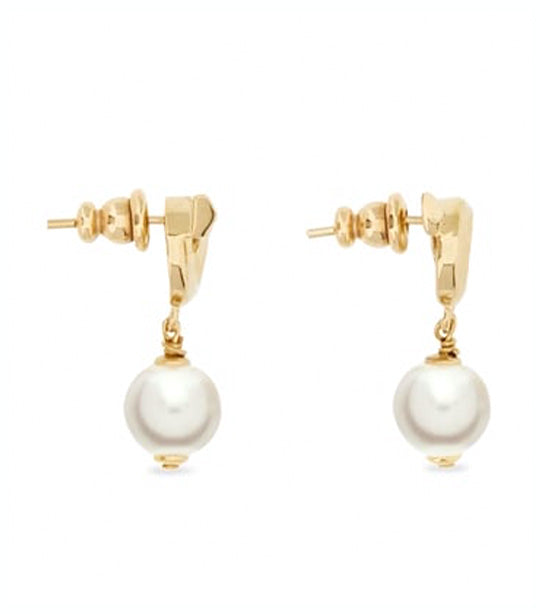 Gancini Earrings with Synthetic Pearls Gold