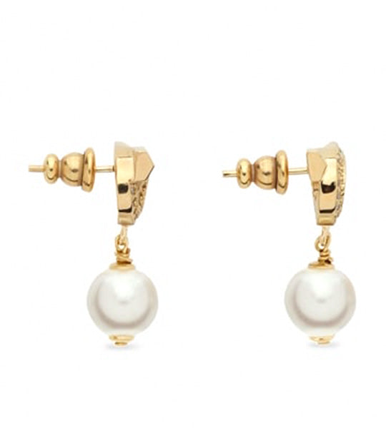 Gancini Earrings with Pearls and Crystals Gold