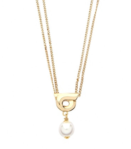 Pearl Gan Pentneck Brass and Faux Pearls Gold