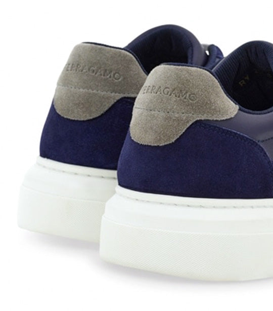 Low Top Sneaker W Gan Calf Suede Midnight blue/Optic white