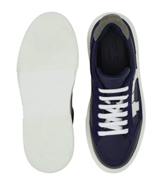 Low Top Sneaker W Gan Calf Suede Midnight blue/Optic white