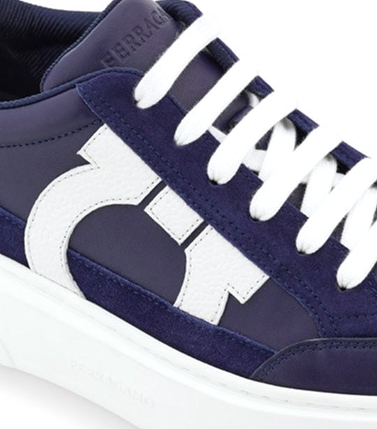 Low Top Sneaker W Gan Calf Suede Midnight blue/Optic white